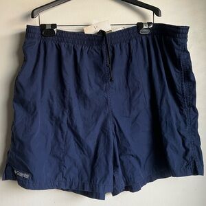 2000s Columbia Mens Swim Trunks Lined Size L NWT Navy Blue Deadstock New w/ Tags